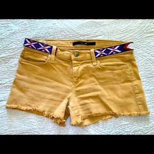 Joe’s Jeans denim cut-offs with embroidered waistband